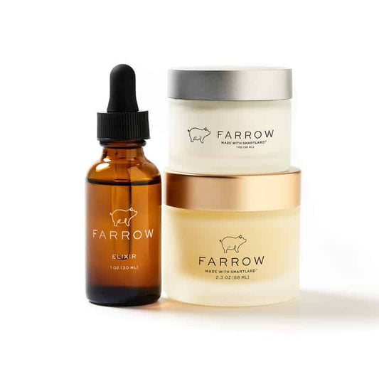 Farrow Total skincare bundle jars and bottle